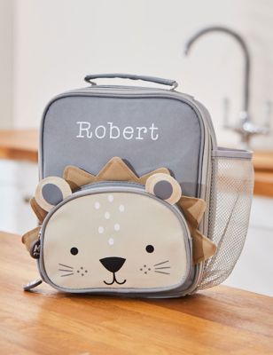 My 1St Years Boy's Personalised Lion Lunch Bag - Grey, Grey