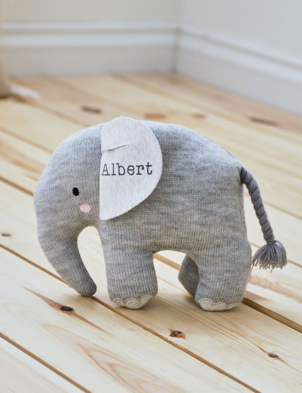 Personalised Knitted Elephant Soft Toy