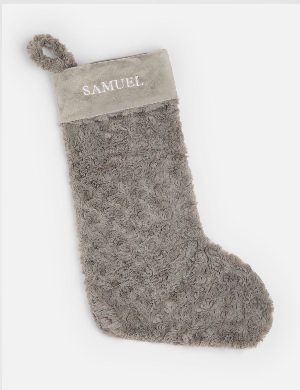 Personalised Name Grey Plush Stocking by Dollymix image 1