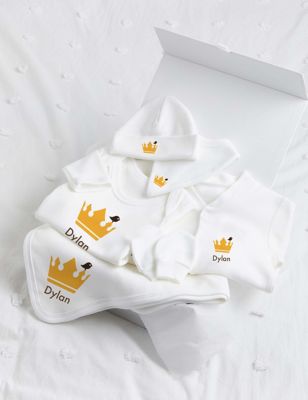 Molly & Monty Personalised Crown Ultimate Collection Set (0-12 Mths) - 6-12M - White, White