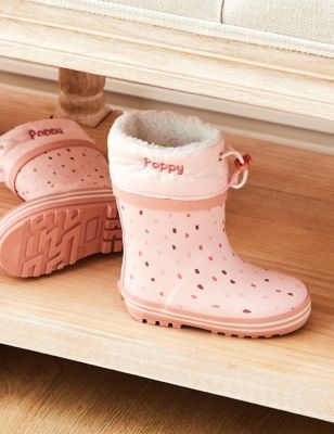 My 1St Years Girl's Personalised Pink Spot Wellies (4 Small-10 Small) - 5 S - Pink Mix, Pink Mix
