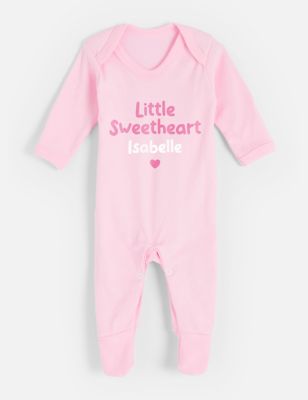 Dollymix Personalised Little Sweetheart Babygrow (0-12 Mths) - 3-6M - Pink, Pink