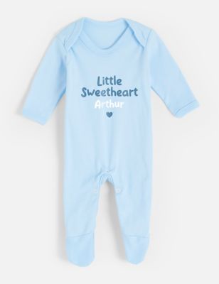 Dollymix Personalised Little Sweetheart Babygrow (0-12 Mths) - 6-12M - Blue, Blue
