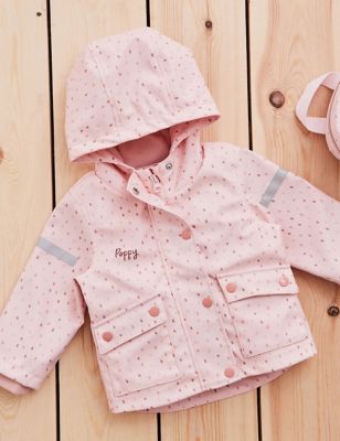 My 1St Years Girl's Personalised Pink Spot Print Raincoat (6 Mths-5 Yrs) - 3-4 Y - Pink Mix, Pink Mi