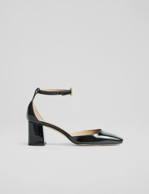 Lk Bennett Womens Leather Patent Block Heel Court Shoes - 5 - Black, Black,Pink