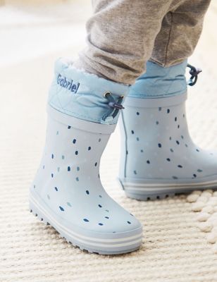 My 1St Years Boy's Personalised Blue Spot Wellies (4 Small-10 Small) - 5 S - Blue Mix, Blue Mix