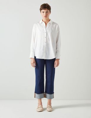 Lk Bennett Womens Pure Cotton Collared Button Through Shirt - 6 - White, White