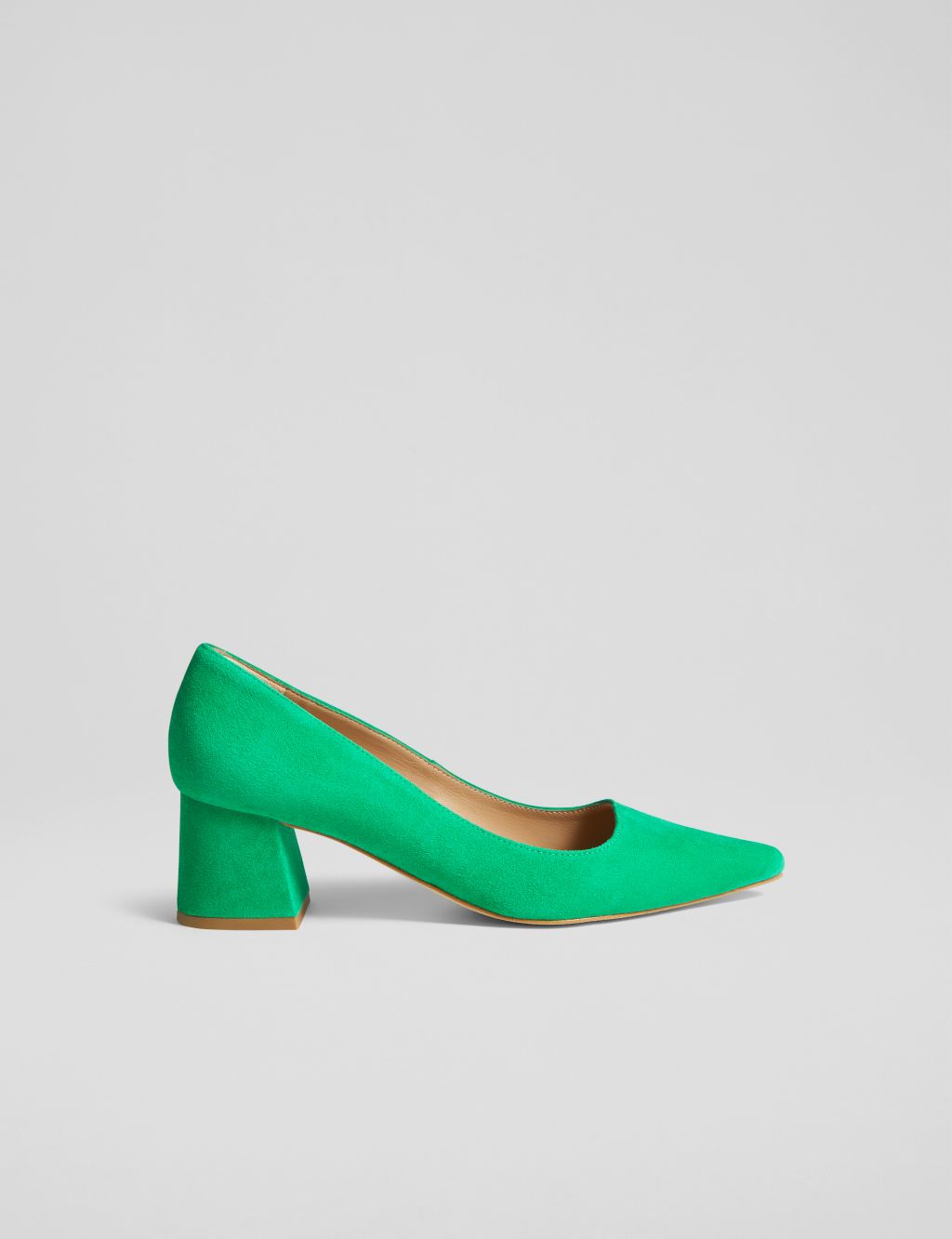 Suede Block Heel Pointed Court Shoes