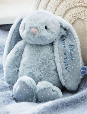 My 1St Years Personalised Born In 2024 Bunny - Blue, Blue,Grey
