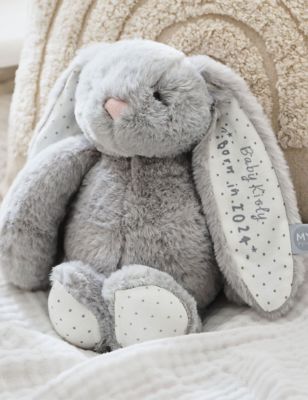 My 1St Years Personalised Born In 2024 Bunny - Grey, Grey