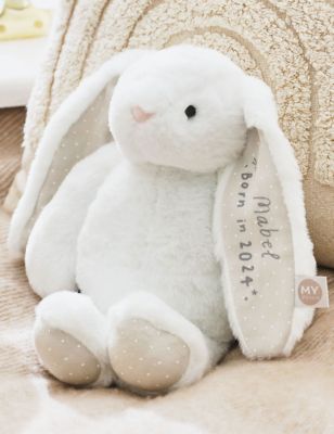 My 1St Years Personalised Born In 2024 Bunny - White, White,Pink,Blue,Grey