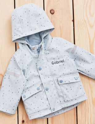 My 1St Years Boy's Personalised Blue Spot Print Raincoat - 2-3 Y - Blue Mix, Blue Mix