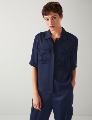 Lk Bennett Women's Collared Utility Button Through Shirt - 20 - Navy, Navy