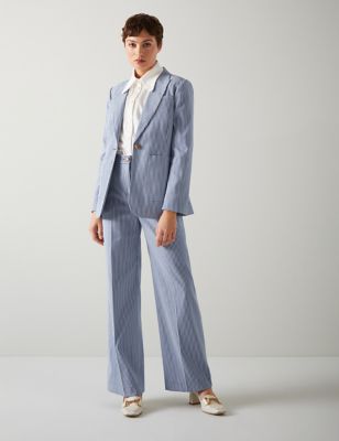 Cotton Rich Striped Single Breasted Blazer | LK BENNETT | M&S