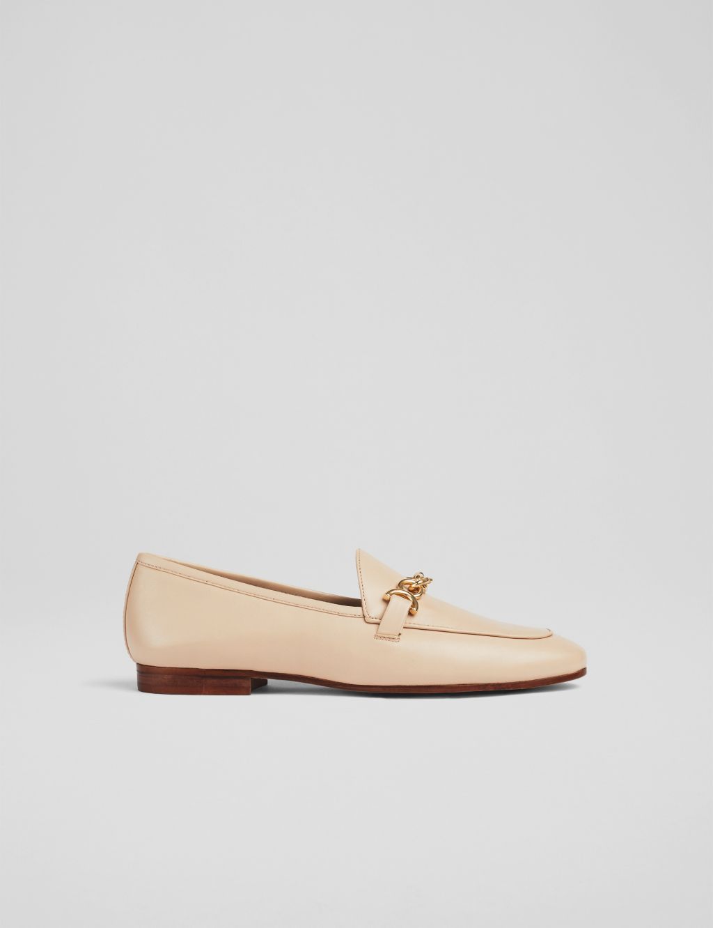 Leather Chain Detail Flat Loafers