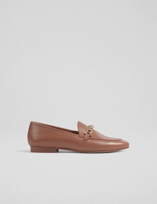 Lk Bennett Womens Leather Chain Detail Flat Loafers - 3 - Tan, Tan