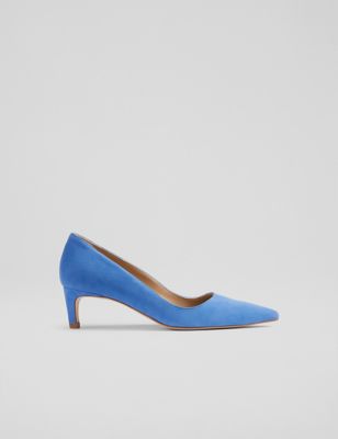 Lk Bennett Women's Suede Kitten Heel Pointed Court Shoes - 2 - Blue, Blue,Black