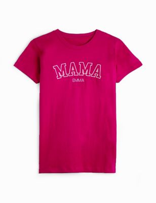 Dollymix Women's Personalised Mama Logo T-shirt - Pink Mix, Pink Mix