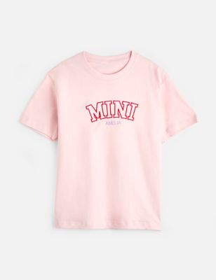 Dollymix Girl's Personalised Mini Logo T-shirt (1-12 Yrs) - 7-8 Y - Pink Mix, Pink Mix