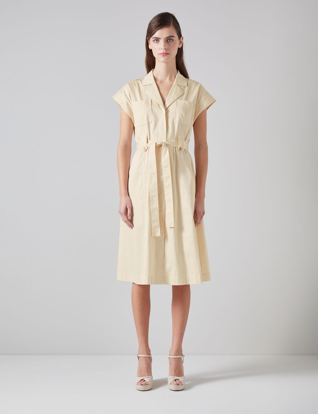 Pure Cotton Collared Midi Shirt Dress
