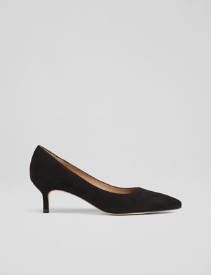 Lk Bennett Womens Suede Kitten Heel Pointed Court Shoes - 2 - Black, Black