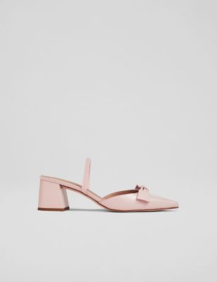 Lk Bennett Women's Leather Slip On Block Heel Mules - 5 - Pink, Pink