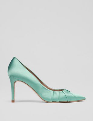 Lk Bennett Womens Satin Stiletto Heel Pointed Court Shoes - 7 - Blue, Blue,Brown