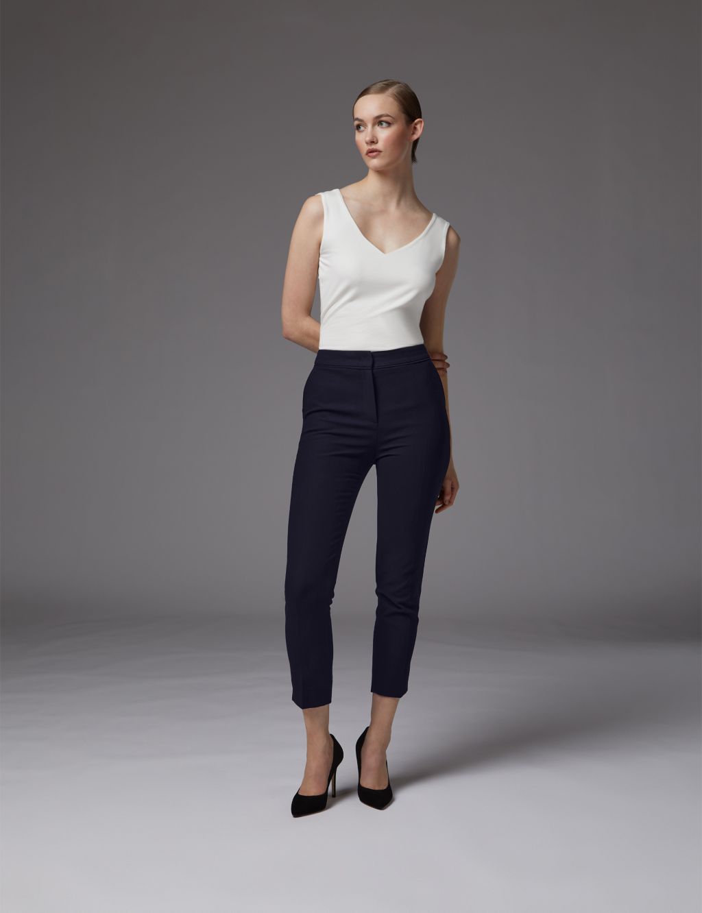 Crepe Tapered Ankle Grazer Trousers
