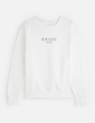 Dollymix Womens Personalised Bride Sweatshirt - XL - White, White