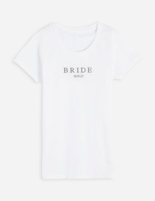 Dollymix Womens Personalised Bride T-Shirt - XL - White, White