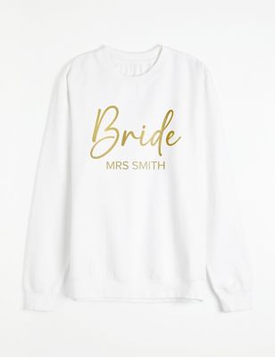 Dollymix Womens Personalised Bride Sweatshirt - White, White