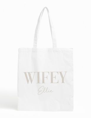 Dollymix Women's Personalised Wifey Tote Bag - White, White
