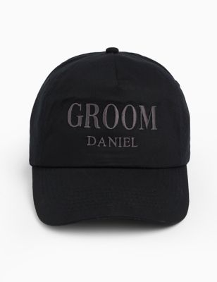 Dollymix Mens Personalised Groom Cap - Black, Black