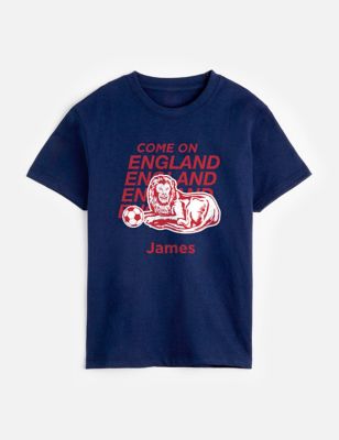 Dollymix Men's Personalised Come On England T Shirt - Navy, Navy