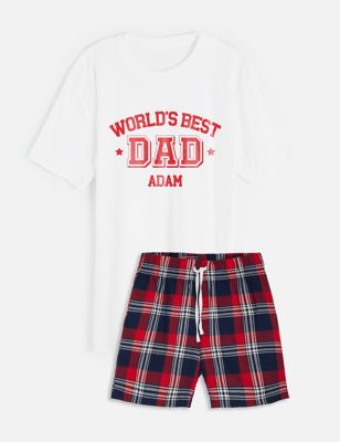 Dollymix Mens Personalised Best Dad Pyjamas - XXL - White, White