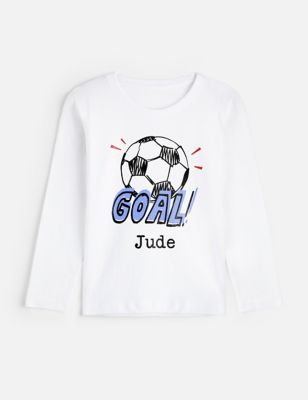 Dollymix Boys Personalised Kids Goal T Shirt - 9-10Y - White, White