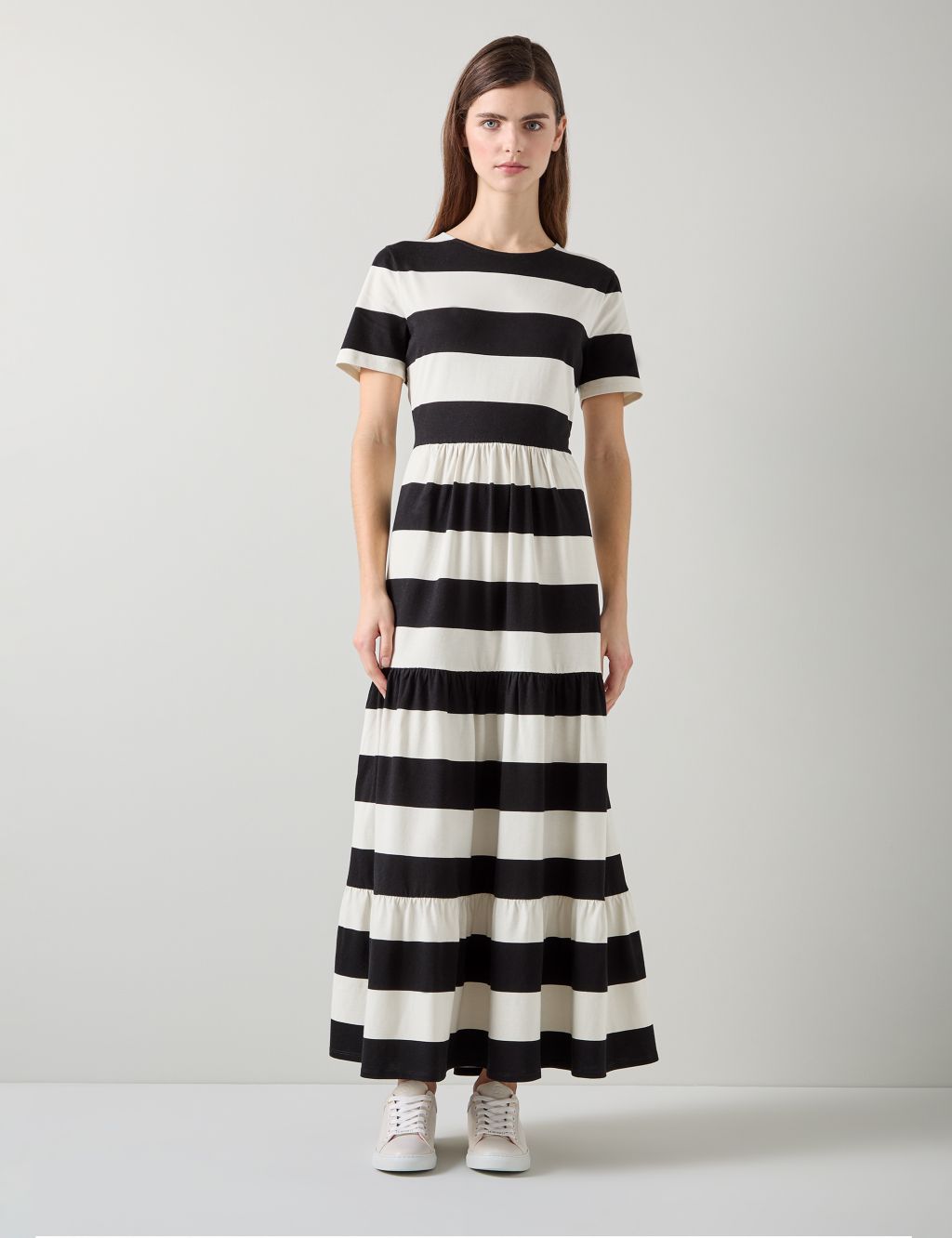 Pure Cotton Striped Maxi T-Shirt Dress