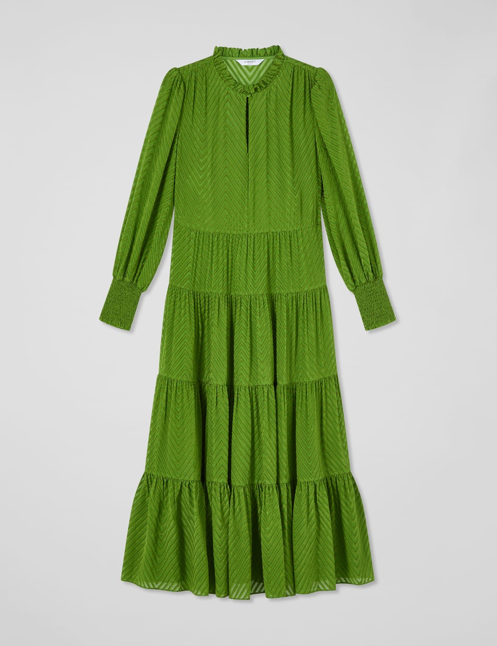 Silk Blend Chevron Midi Shirtdress