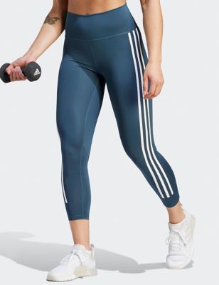Adidas Womens Optime TrainIcons Side Stripe Leggings - XS - Navy, Navy