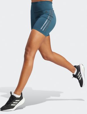 Adidas Womens Daily Run 3 Stripes Running Shorts - Navy, Navy