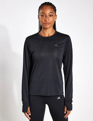 Adidas Womens Run Icons Relaxed Running Top - Black, Black,Navy