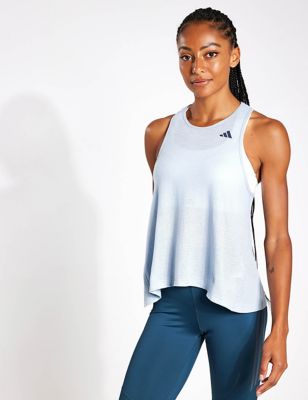Adidas Womens Run Icons Made With Nature Running Vest Top - L - Light Blue, Light Blue