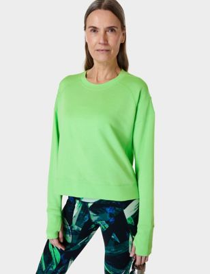 Sweaty Betty Womens After Class Cotton Blend Relaxed Sweatshirt - M - Medium Green, Medium Green