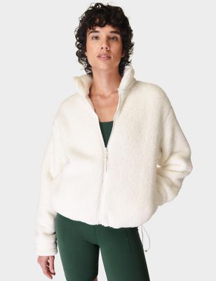 Sweaty Betty Womens Canyon Funnel Neck Zip Fleece Jacket - XL - White, White