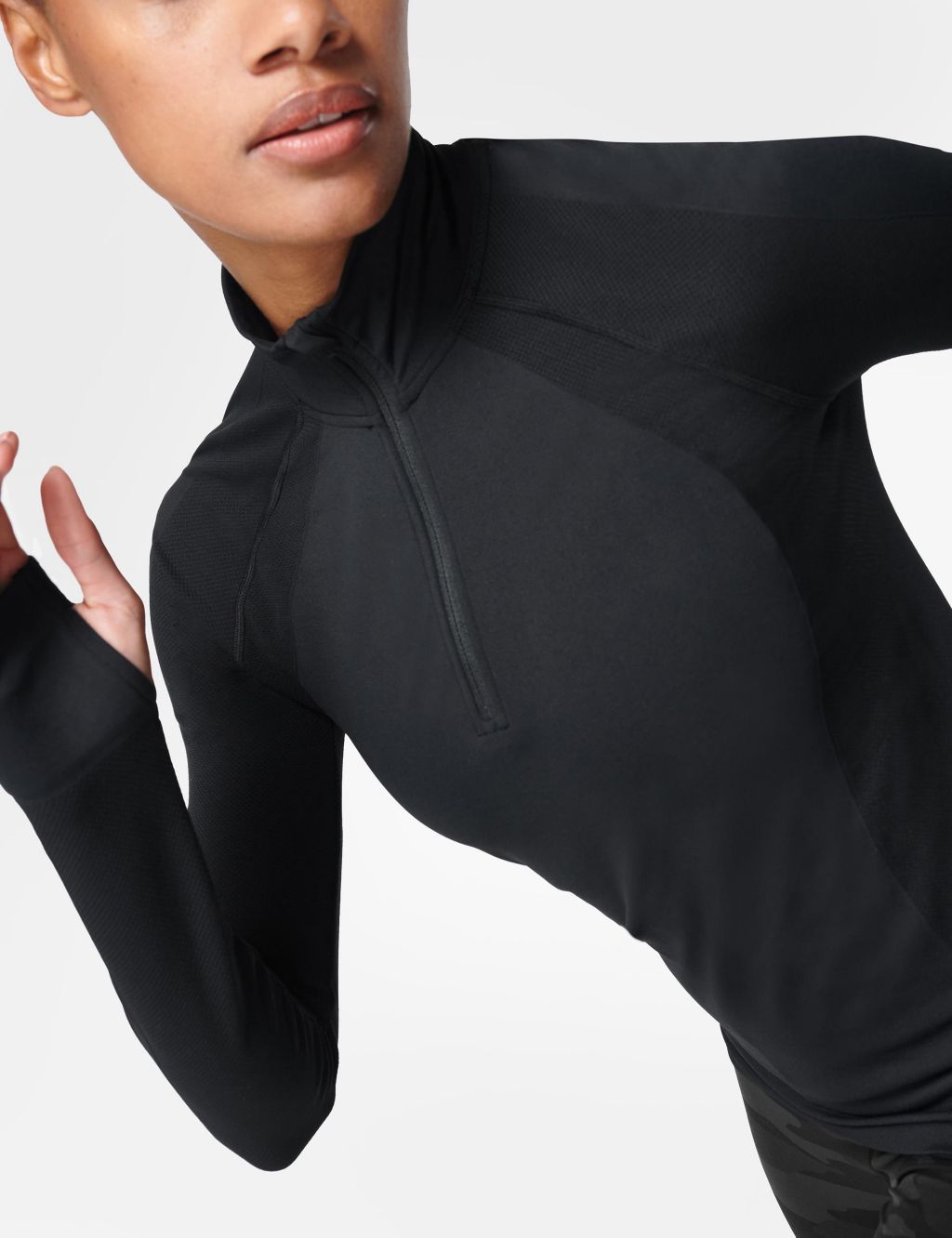 Athlete Funnel Neck Half Zip Fitted Top image 3