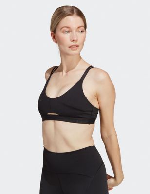 Adidas Womens Yoga Studio Luxe Light Support Sports Bra - XSDD - Black, Black