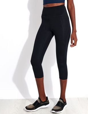 Girlfriend Collective Womens Compressive High Waisted Cropped Leggings - Black, Black,Navy