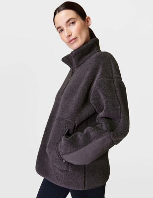 Sweaty Betty Women's Plush Funnel Neck Half Zip Fleece Jacket - Dark Grey, Dark Grey
