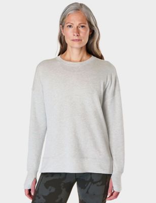 Sweaty Betty Women's After Class Cotton Blend Longline Sweatshirt - M - Medium Grey Mix, Medium Grey