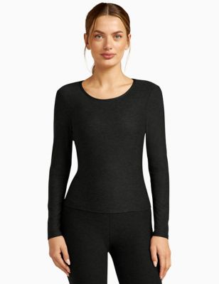 Beyond Yoga Women's Featherweight Open Back Fitted Yoga Top - XL - Black, Black,Dark Berry